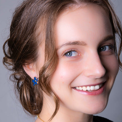 "BACHELOR'S BUTTON L" PORCELAIN STUD EARRINGS