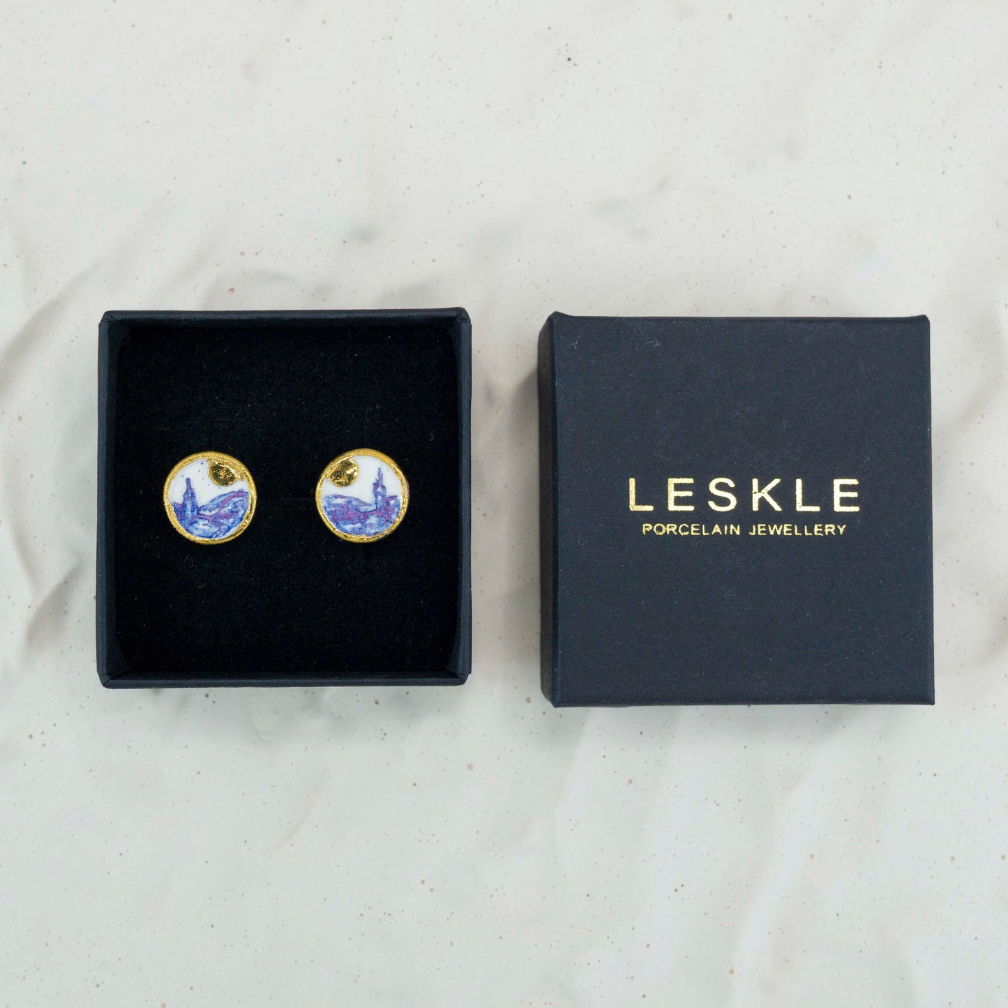 "TOWER OVER THE VALLEY" PORCELAIN STUD EARRINGS