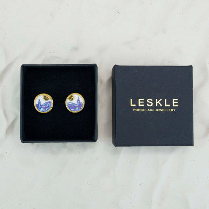 "TOWER OVER THE VALLEY" PORCELAIN STUD EARRINGS