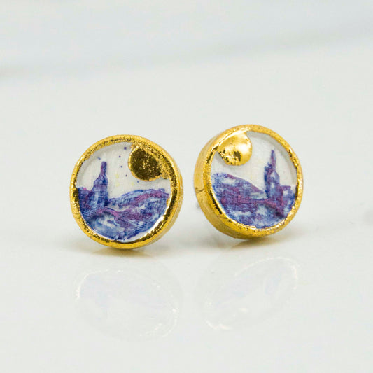"TOWER OVER THE VALLEY" PORCELAIN STUD EARRINGS