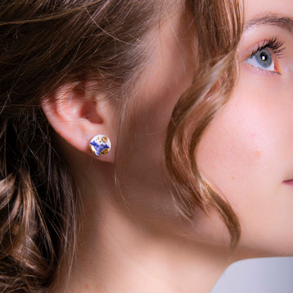 "CELESTIAL BLUE SUMMITS" PORCELAIN STUD EARRINGS