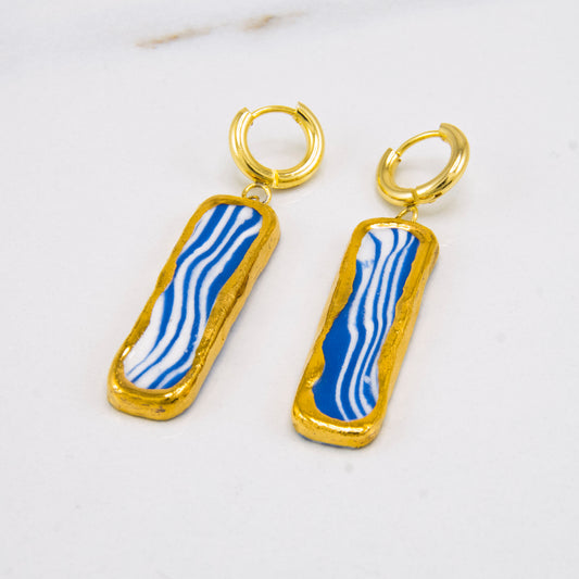 "OCEANIC MARBLE" PORCELAIN DANGLE EARRINGS