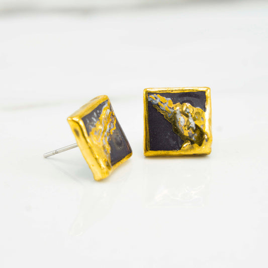 PORCELÁNOVÉ NÁUŠNICE "NOIR AURUM"