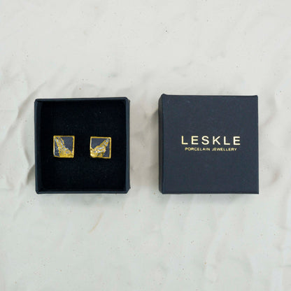 PORCELÁNOVÉ NÁUŠNICE "NOIR AURUM"