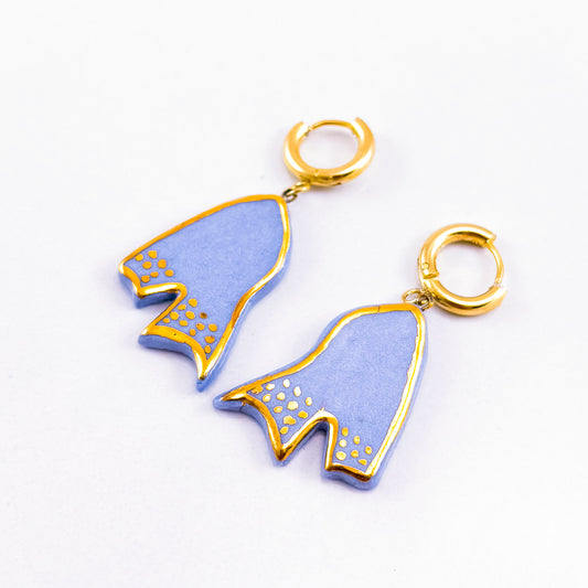 "SERENE BLUEBELL SPARK" PORCELAIN DANGLE EARRINGS