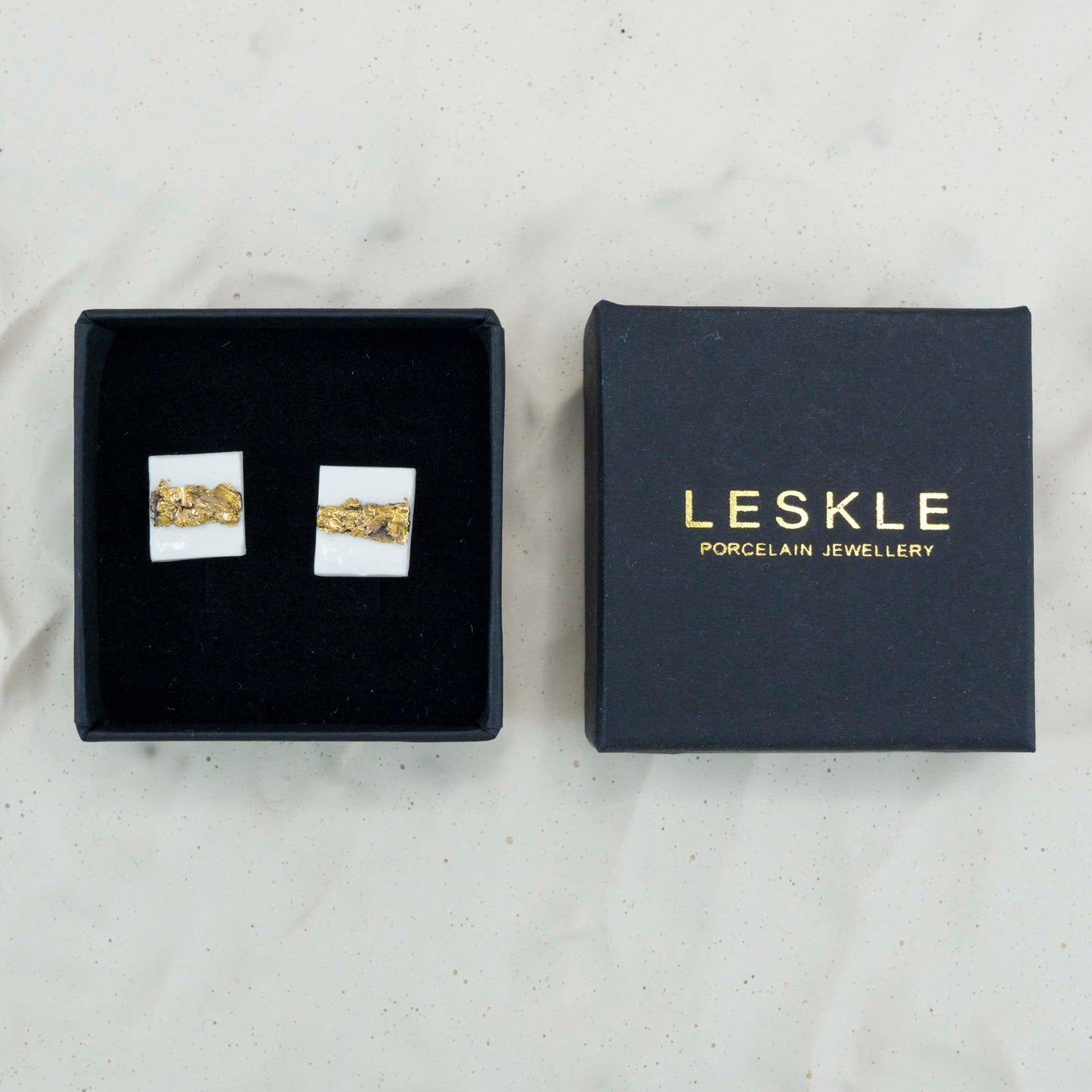 "GOLDEN GLACIER" PORCELAIN STUD EARRINGS