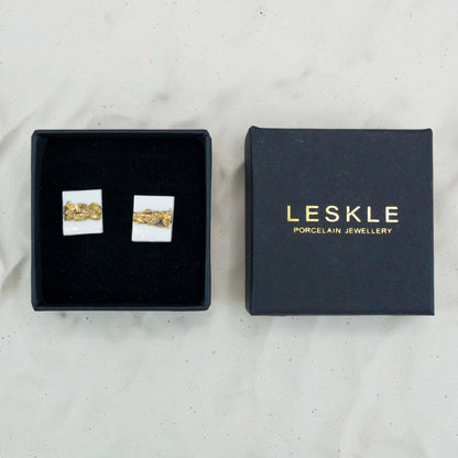 "GOLDEN GLACIER" PORCELAIN STUD EARRINGS