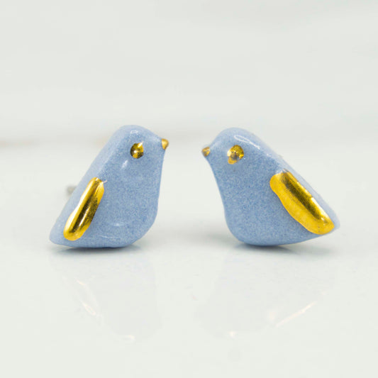 "BLUEBIRD CHARM" PORCELAIN STUD EARRINGS