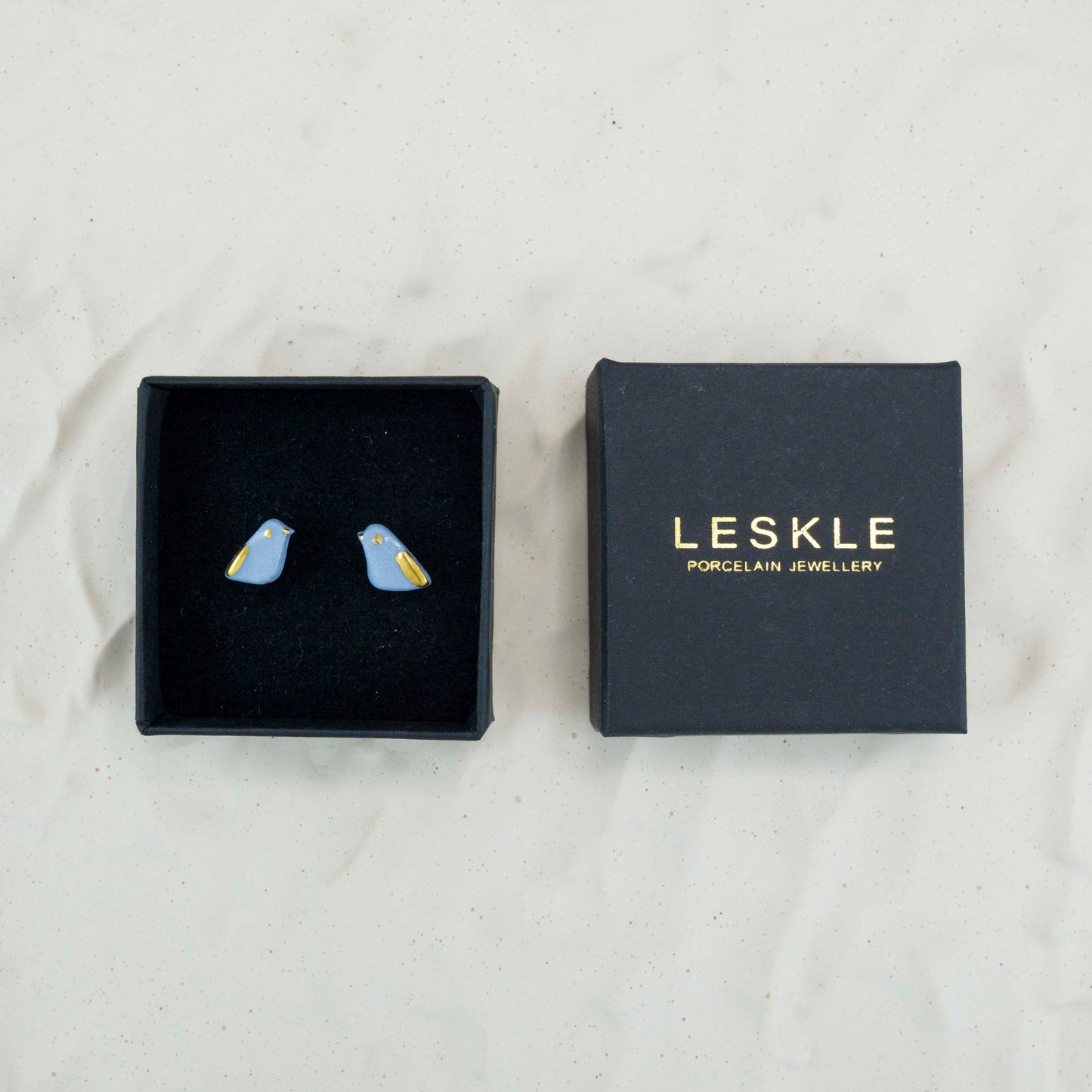 Porcelánové náušnice s príveskom "BLUEBIRD CHARM"