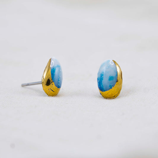 "BLUE FROST" PORCELAIN STUD EARRINGS