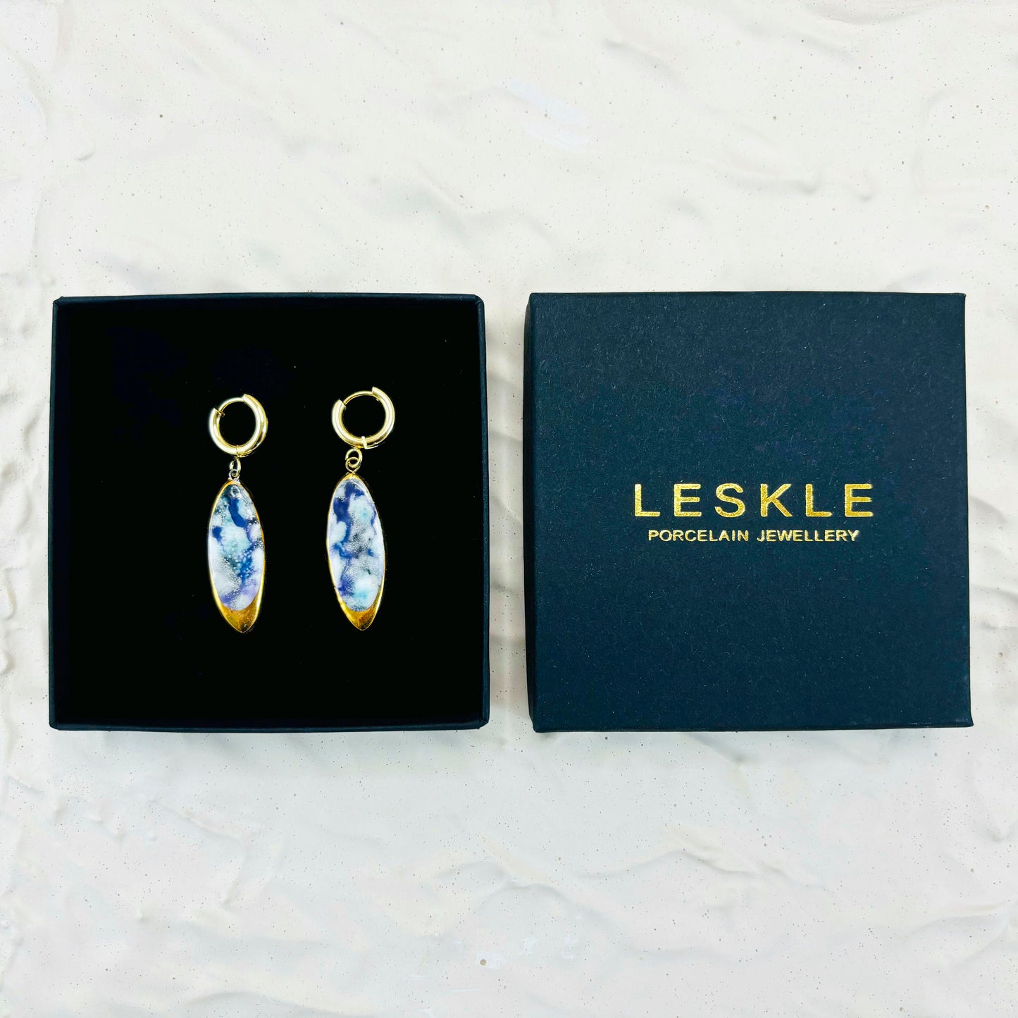 "GALACTIC MIST" PORCELAIN DANGLE EARRINGS