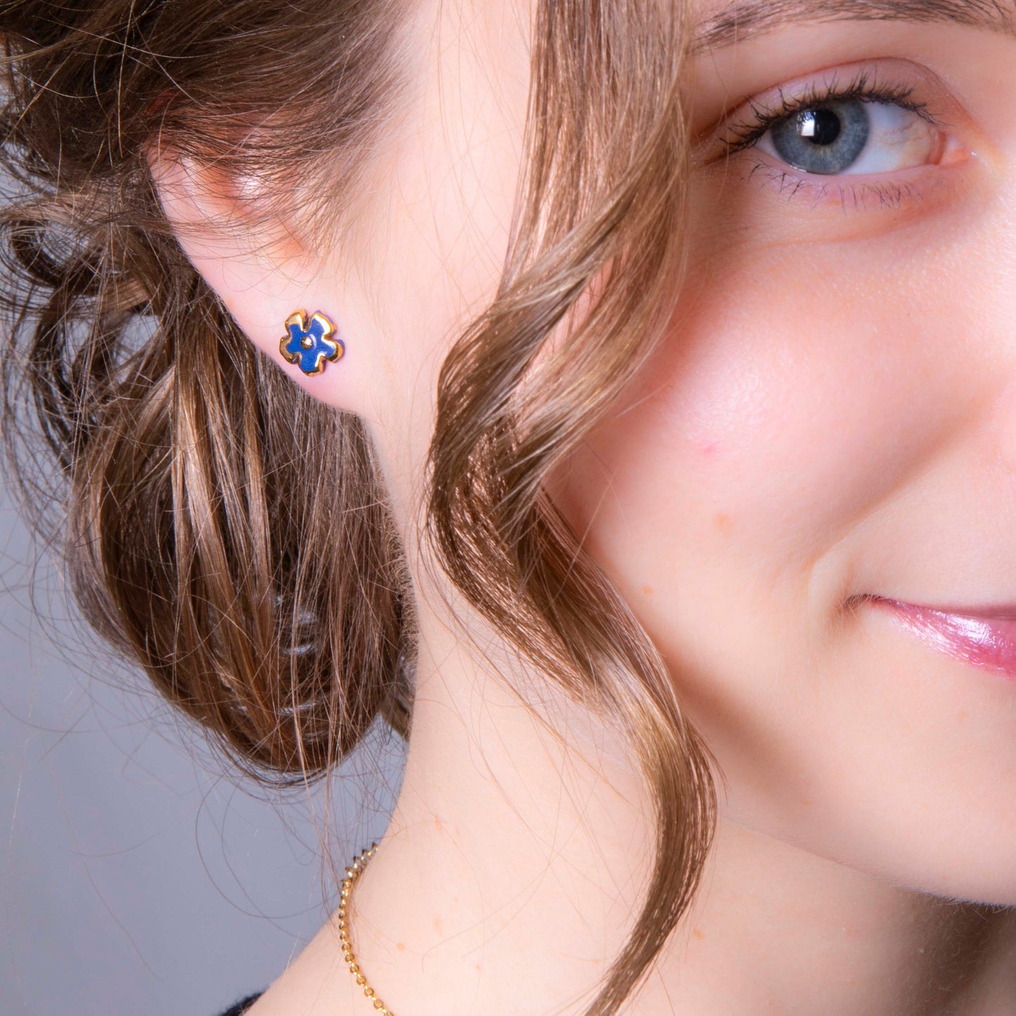 "BACHELOR'S BUTTON" PORCELAIN STUD EARRINGS