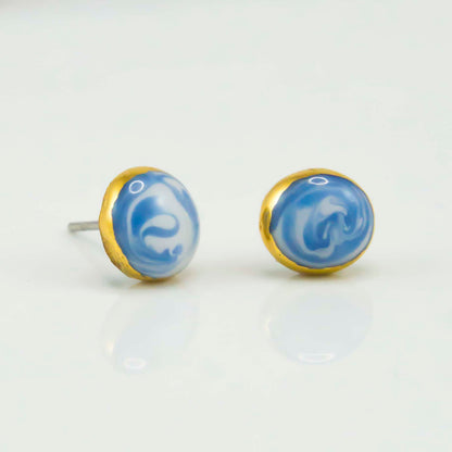 "SWIRLING SKY" PORCELAIN STUD EARRINGS