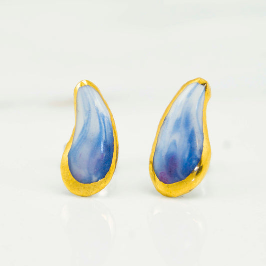 "BLUE AURORA" PORCELAIN STUD EARRINGS
