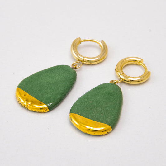 "NATURE’S GOLDEN TEARDROP" PORCELAIN DANGLE EARRINGS