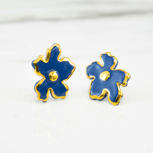 "BACHELOR'S BUTTON L" PORCELAIN STUD EARRINGS