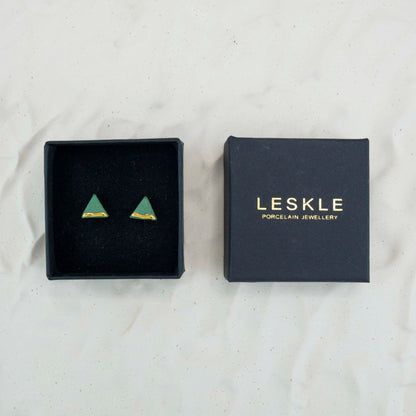 "EMERALD ELEGANCE" PORCELAIN STUD EARRINGS