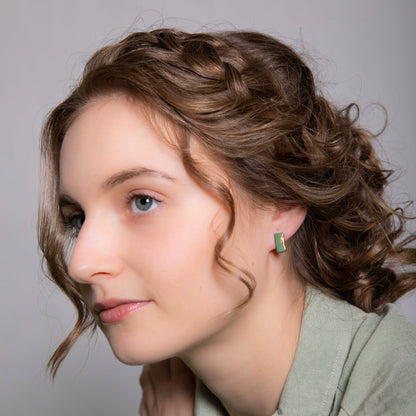 "EMERALD RECTANGLE" PORCELAIN STUD EARRINGS