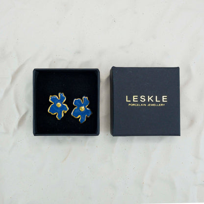 "BACHELOR'S BUTTON L" PORCELAIN STUD EARRINGS