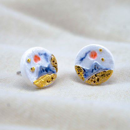 "GOLDEN DESERT RIDGE" PORCELAIN STUD EARRINGS