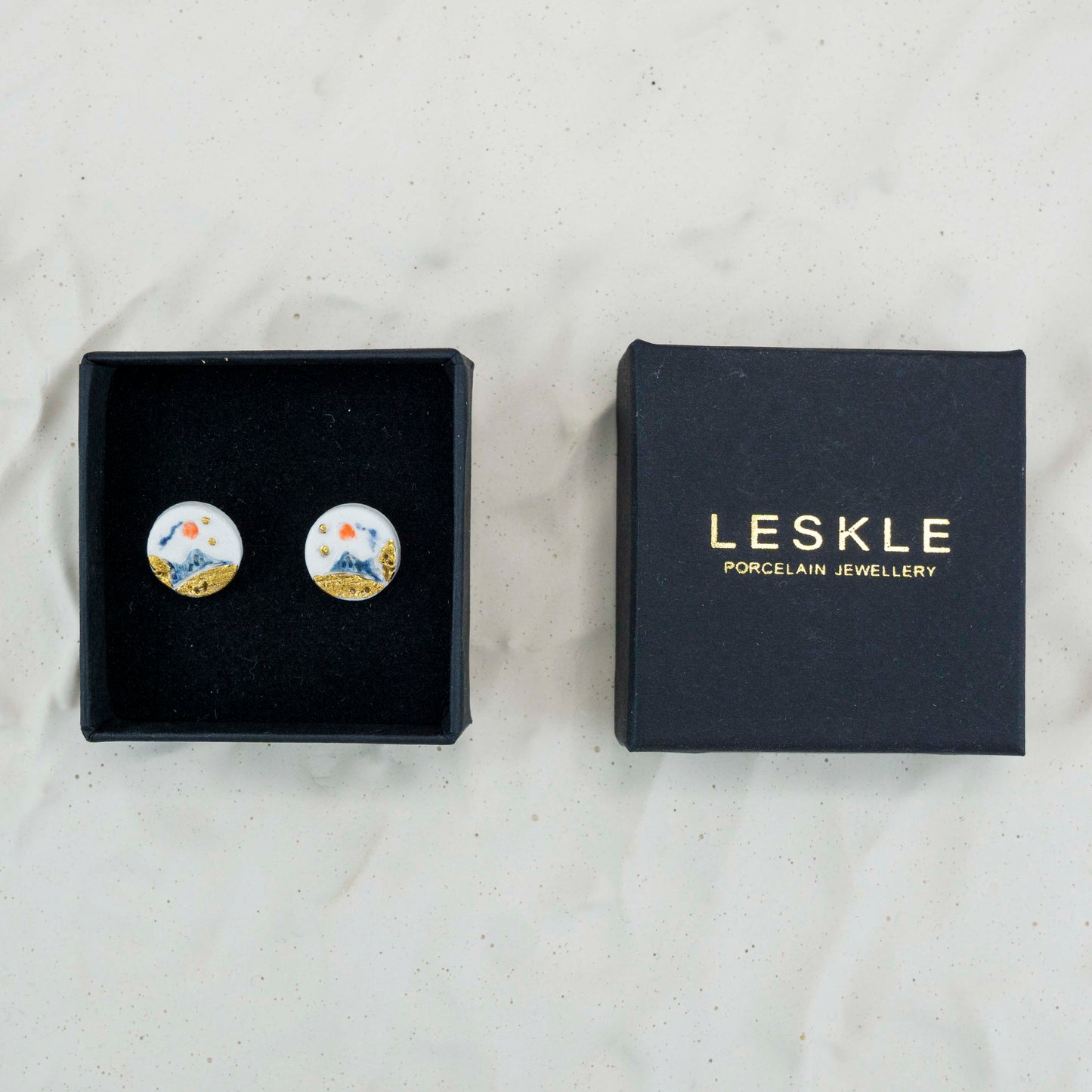 "GOLDEN DESERT RIDGE" PORCELAIN STUD EARRINGS