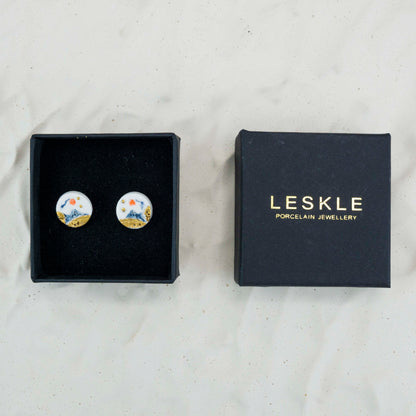 "GOLDEN DESERT RIDGE" PORCELAIN STUD EARRINGS